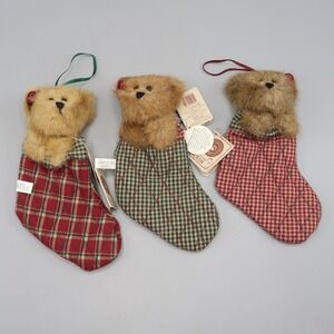 Boyd Bear Plush Bear In A Stocking Ornament Set 3 Ornaments